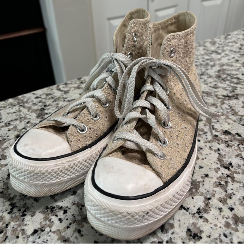 Beige High-Top Sneakers